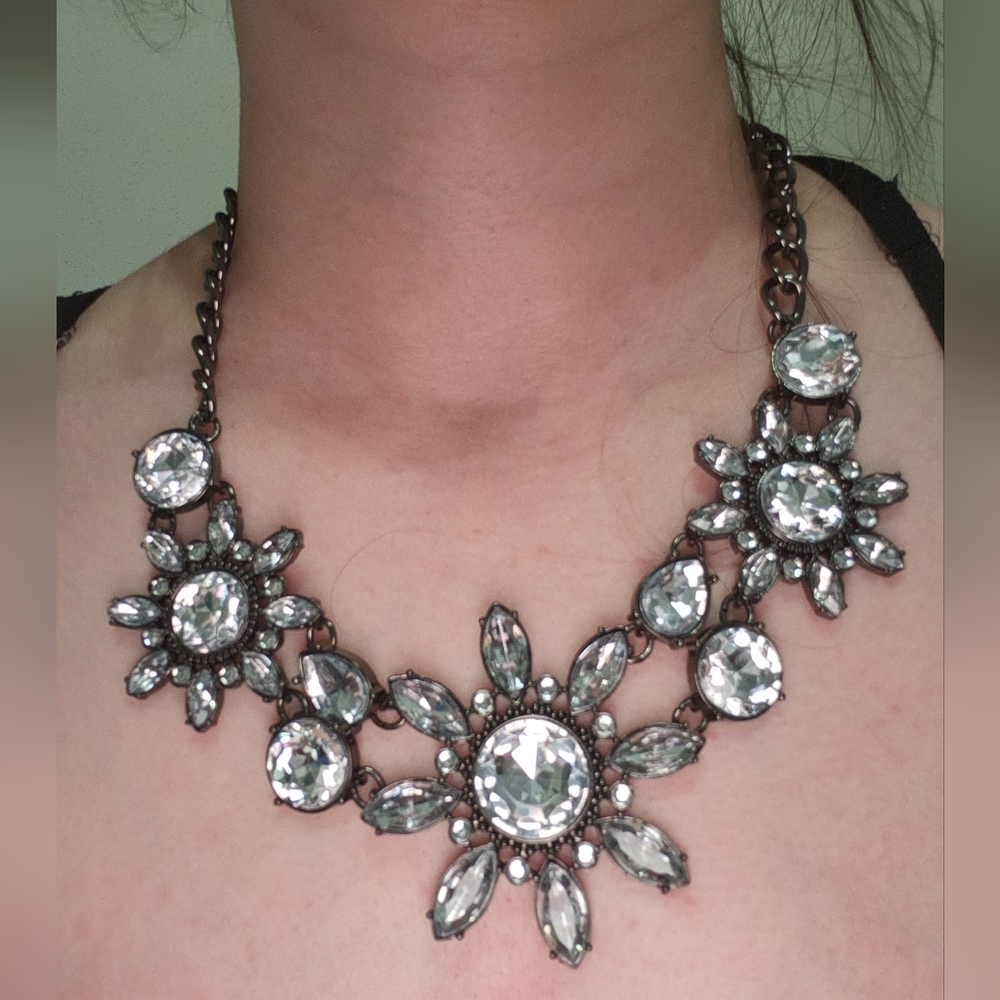 mark. Silver Crystal Floral Necklace